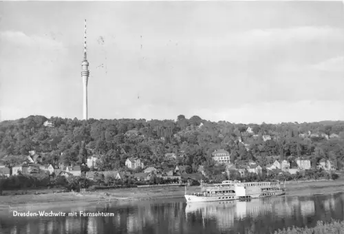 BG920 Dresden Schiff Bateaux Wachwitz mit Fernsehturm CPSM 14x9,5cm Germany