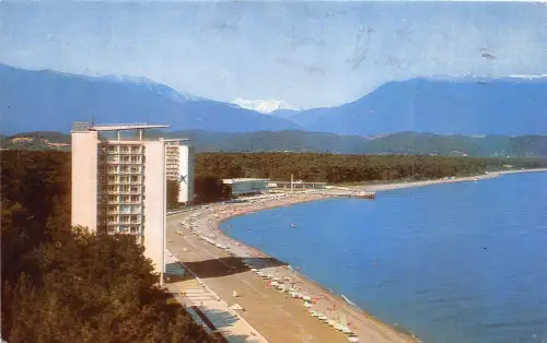 B29313 Georgie Pitsunda Health Resort Blick auf Apsny und Bzyb Boardin Hougia