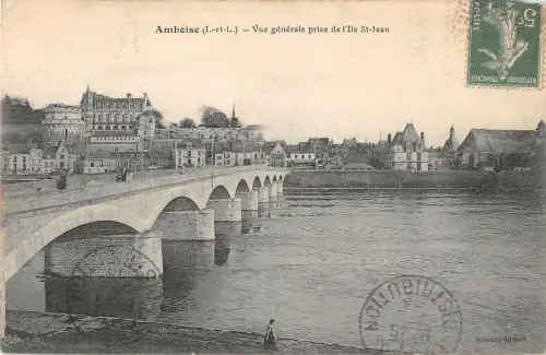 B105083 Frankreich Amboise Vue generale prise de l'Ile St-Jean Brücke