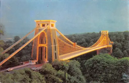 BR66239 Clifton Hängebrücke bei Nacht Bristol UK 14x9cm