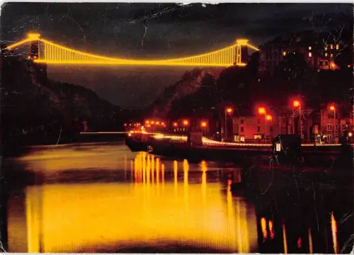 B100317 Clifton Hängebrücke Bristol bei Nacht UK