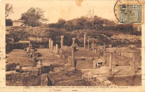 BR45483 Hippone vue generale des ruines et basilique moderne de st augus algeria