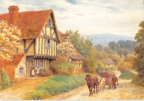 B100655 Evesham Cropthorne Hill Gemälde Postkarte UK