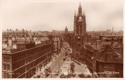 uk14547 st nicholas cathedral from castle newcastle on tyne real photo uk