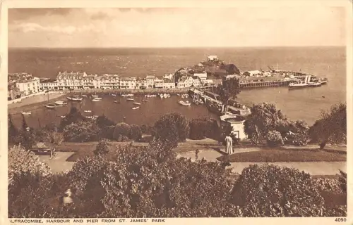 uk14274 Hafen und Pier von St James Park Ilfracombe Echtfoto UK