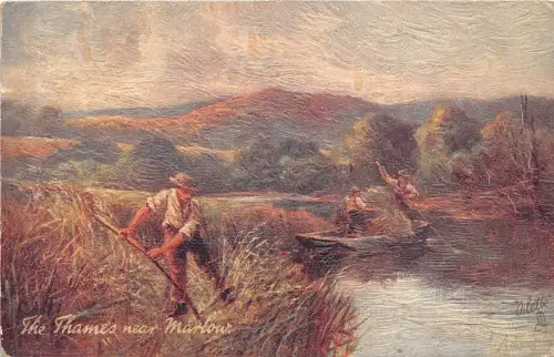 BR59569 die Themse bei Marlow Typen Folklore Postkarte Malerei UK