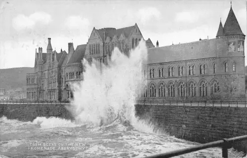 uk12321 storm new promenade aberystwyth real photo uk