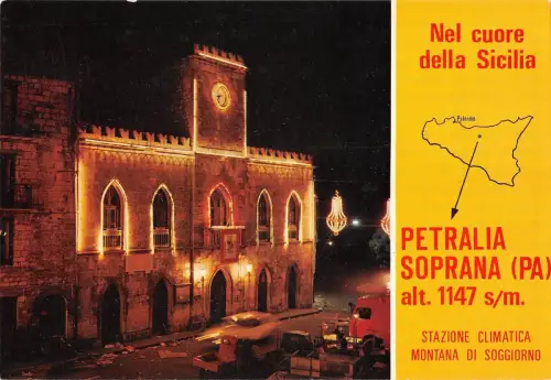 BT0610 Petralia Sopran palazzo del comune di notte Italien