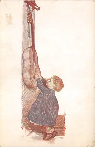 B39149 Kinder Enfant versucht Quitar zu spielen