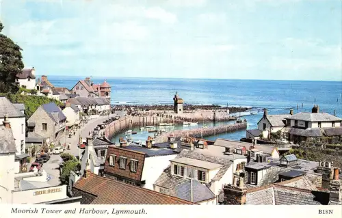 BR66088 Lynmouth Moorish Tower and Harbour UK 14x9cm