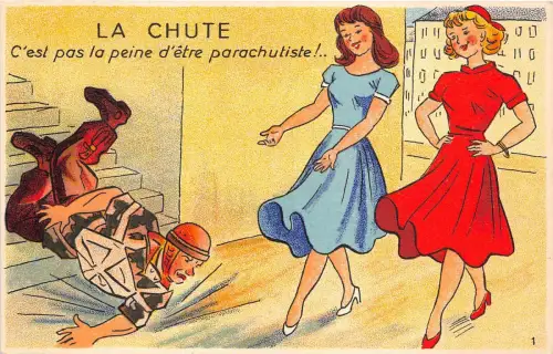 B57947 La Chute c`est pas la peine d`etr parachutiste Karikatur