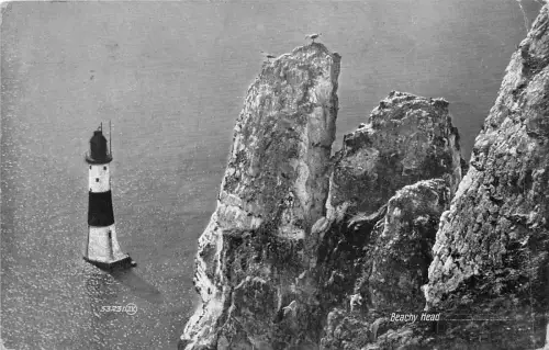 br108189 beachy head uk the watch tower postmark cancel real photo