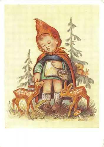 BR22627 Petote fille avec famos dear chevre