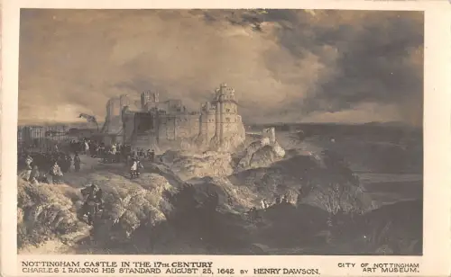 BR099923 Nottingham Castle im 17. Jahrhundert Gemälde Postkarte Henry Dawson UK
