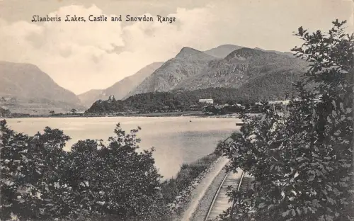 uk11896 lanberies lake catle and snowdon range wales real photo uk