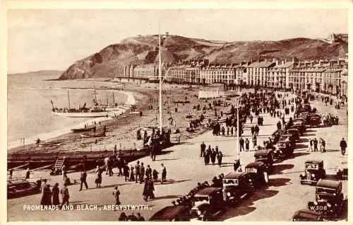 uk29993 promenade and beach aberystwyth wales real photo uk