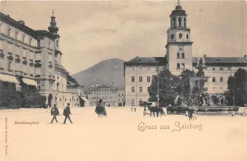 B20240 Gruss aus Salzburg Marktplatz 1900