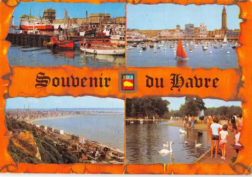 B109746 Frankreich Normandie Trawler und Fähre im Hafen Marina Gesamtansicht