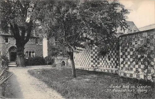 uk20113 tudor wall in garden st augustines abbey real photo uk