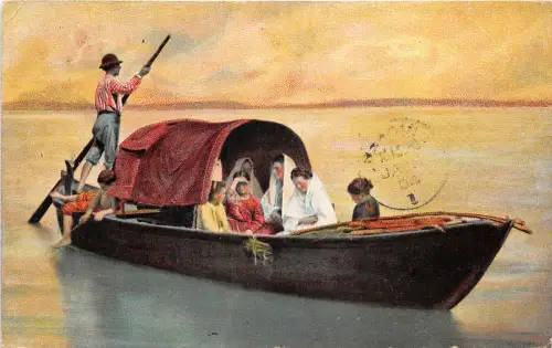 Lot114 Gemälde Postkarte Milton Serie Menschen in einem Boot UK