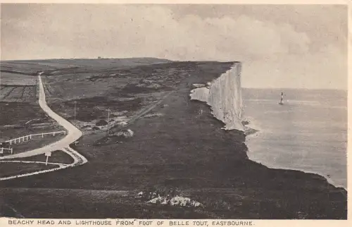 uk17374 beachy head and lighthouse from fout of belle tout real photo uk