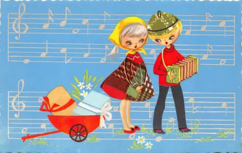 BF40319 Kinder singen bei Akkordeon Musik Opernsänger