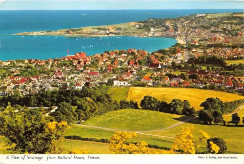 B88004 Swanage from Ballard Down Dorset UK 14x9cm