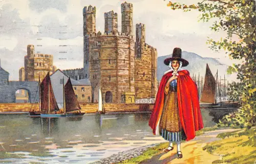 BR75067 Eine walisische Magd auf Caernarvon Castle Wales Gemälde Postkarte