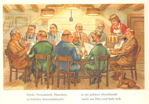 Lot231 Comic Postkarte Deutschland Abendessen im Restaurant