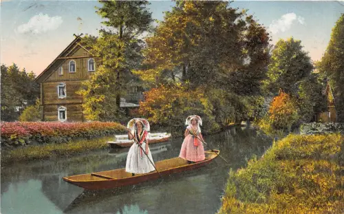 Lot210 Deutschland Spreewald Spiel im Gasthof Hotel Bootstypen Tracht Folklore