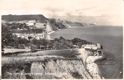 uk29275 cliffs and jacobs ladder sidmouth real photo uk