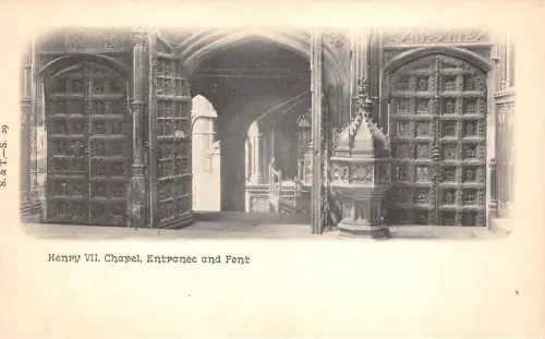 BR65180 Henry VII Kapelle Eingang und Schrift UK