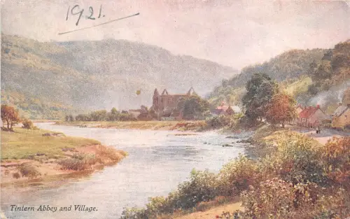 auk41098 tintern abbey and village wales uk
