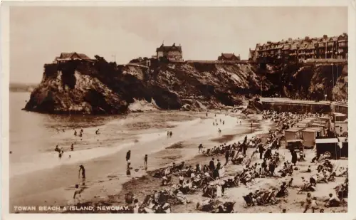 auk41200 towan beach and island newquay real photo uk