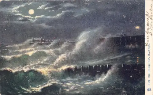 auk41112 pier and rough sea hastings uk
