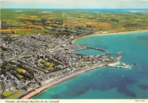 uk47318 penzance and mounts bay from the air cornwall uk