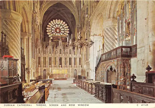 uk45292 throne screen and rose window durham cathedral uk