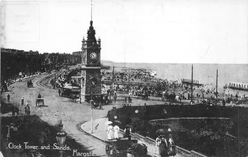 uk41337 clock tower and sands margate real photo uk
