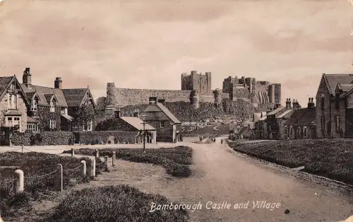 uk18269 bamborough castle and village real photo uk