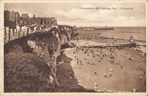 uk2713 cliftonville promenade and bathing pool real photo uk