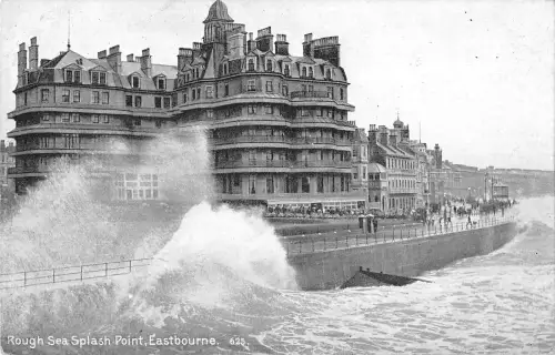 uk2649 rough sea and splash point eastbourne real photo uk