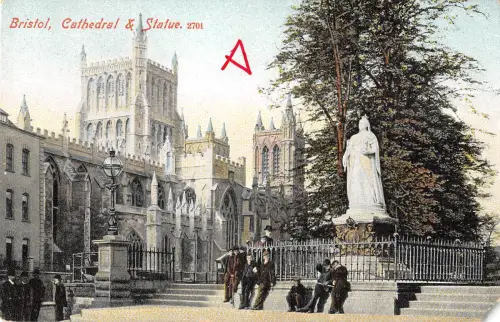 uk16289 cathedral and statue bristol uk