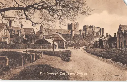 uk28224 village and bamborough castle real photo uk