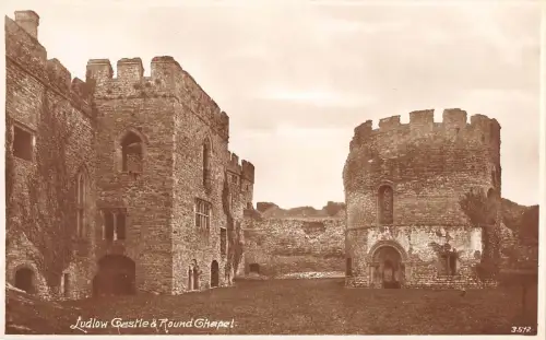 uk19785 ludlow castle and round chapel real photo uk