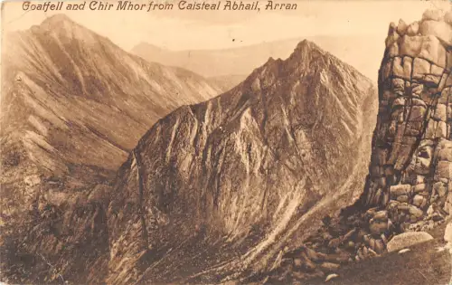 uk28358 goatfell and chir mhor from caisteala abhail arran real photo uk