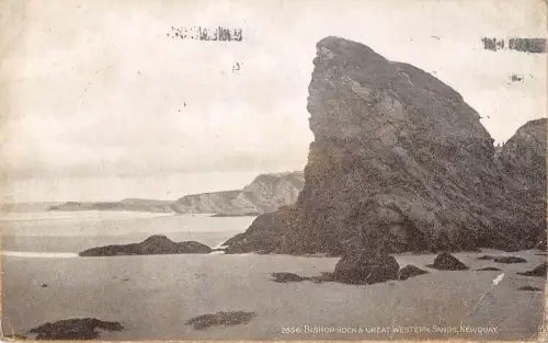 uk22559 bishop rock and great western sands newquay real photo uk