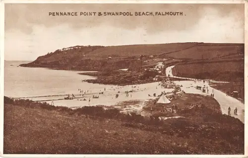 uk18238 pennance point and swanpool beach falmouth real photo uk