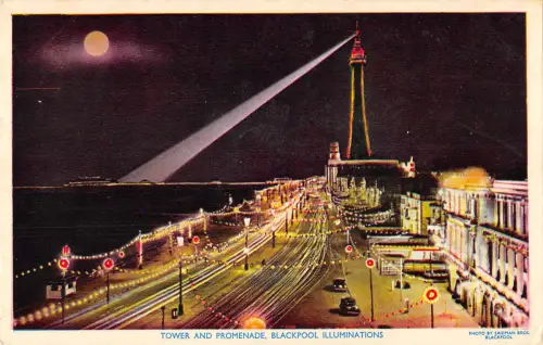 uk25527 tower and promenade blackpool illuminations real photo uk