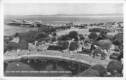 uk23525 old pier and prince consort gardens weston super mare real photo uk