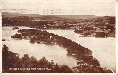 uk23457 bowness and belle isle from furnesscfells real photo uk